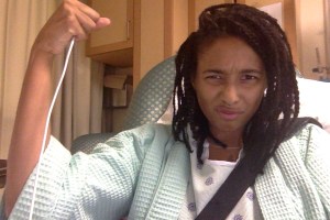 I'm trying to look "strong," but it came out constipated. I didn't want to keep taking awkward selfies incase my nurse walked in...